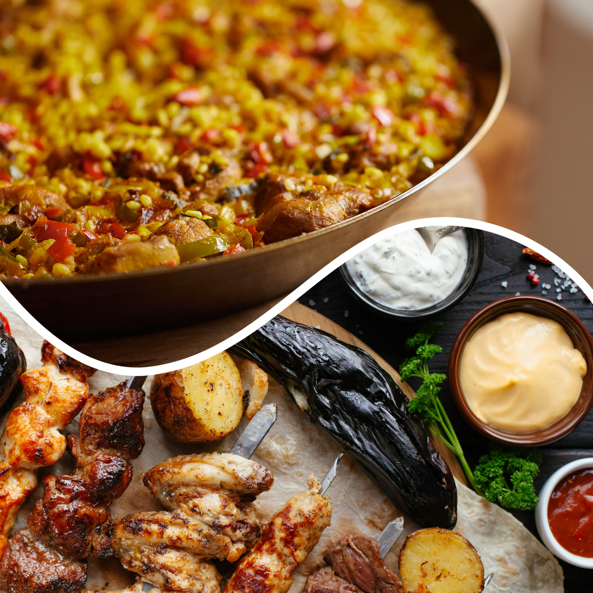our specialties of paella, barbecue and cataplana for catering